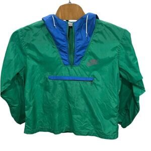Vintage 1980s Nike Sportswear Large Green and Blue Rain Jacket - Preowned